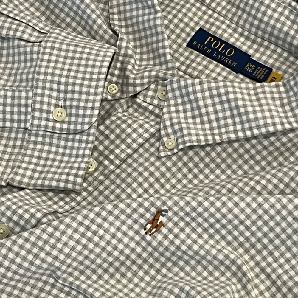 Polo Ralph Lauren Shirt Mens 5XB Big Gray Long Sleeve Button Up